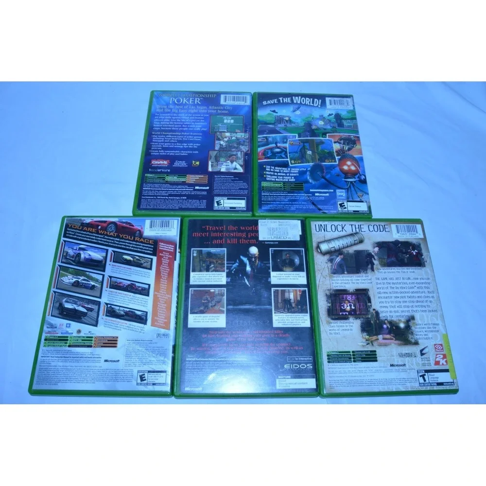 Lot of 5 Original Xbox Video Games - Hitman 2, Chicken Little, Forza, Davinci